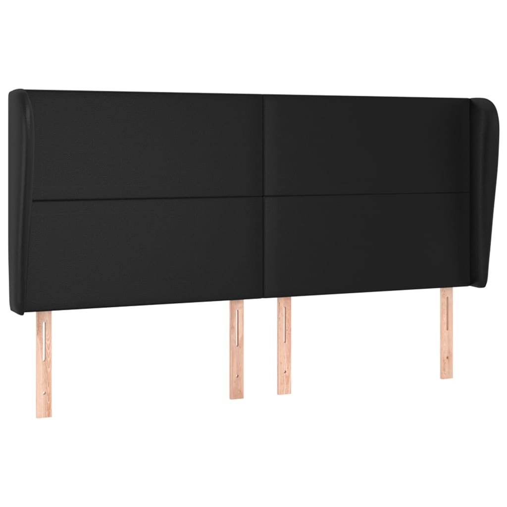 Tête de lit avec oreilles Noir 183x23x118/128 cm Similicuir Têtes et pieds de lit vidaXL