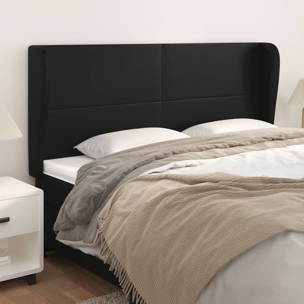Tête de lit avec oreilles Noir 183x23x118/128 cm Similicuir Têtes et pieds de lit vidaXL