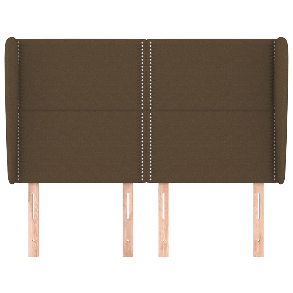 Tête de lit avec oreilles Marron foncé 147x23x118/128 cm Tissu - XIOS