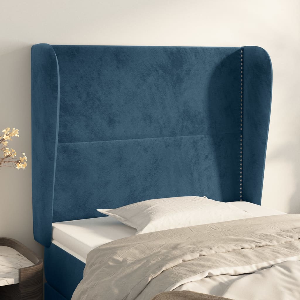 Tête de lit avec oreilles Bleu foncé 93x23x118/128 cm Velours - XIOS