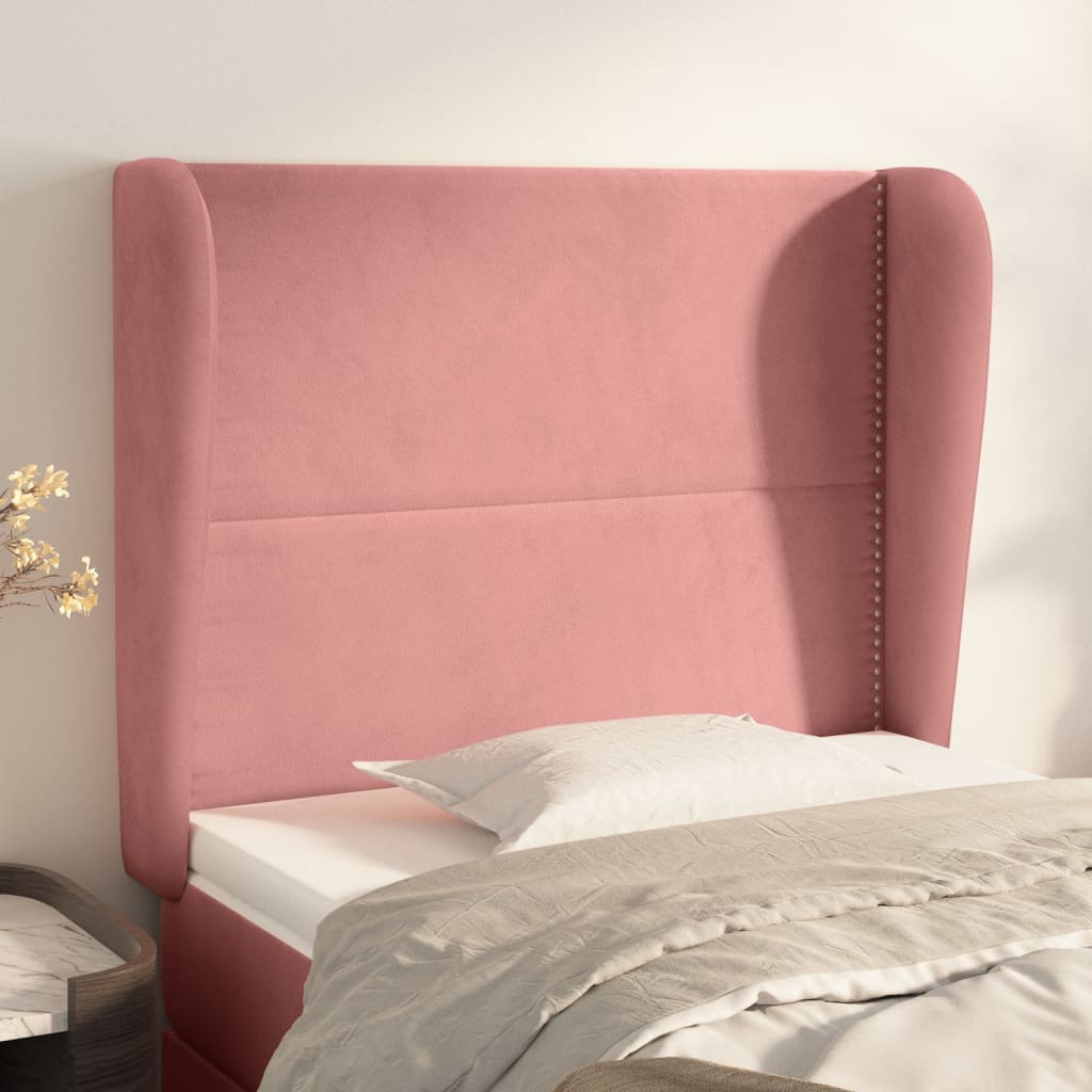 Tête de lit avec oreilles Rose 93x23x118/128 cm Velours - XIOS