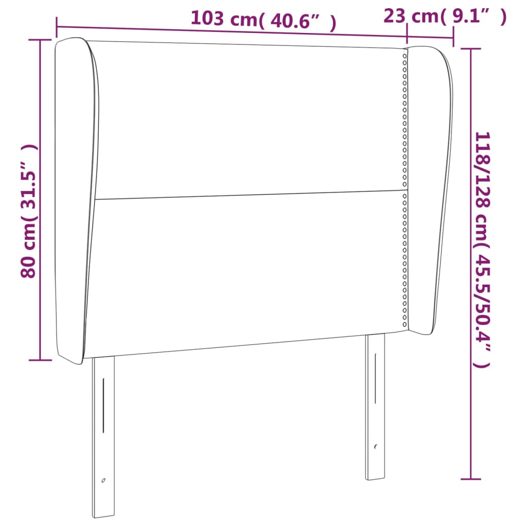 Tête de lit avec oreilles Noir 103x23x118/128 cm Velours - XIOS