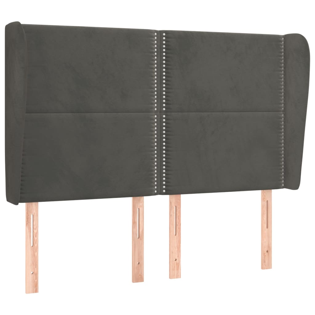 Tête de lit avec oreilles Gris foncé 147x23x118/128 cm Velours - XIOS