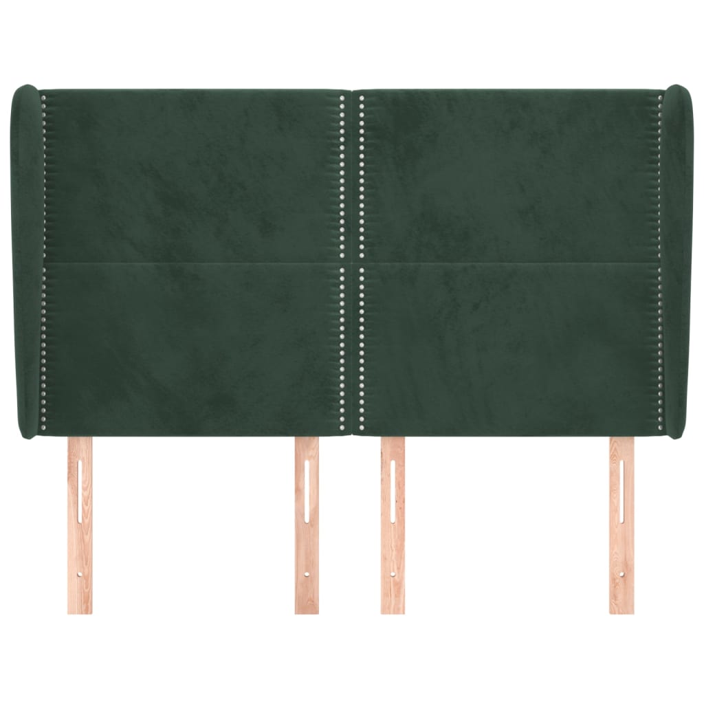 Tête de lit avec oreilles Vert foncé 147x23x118/128 cm Velours - XIOS