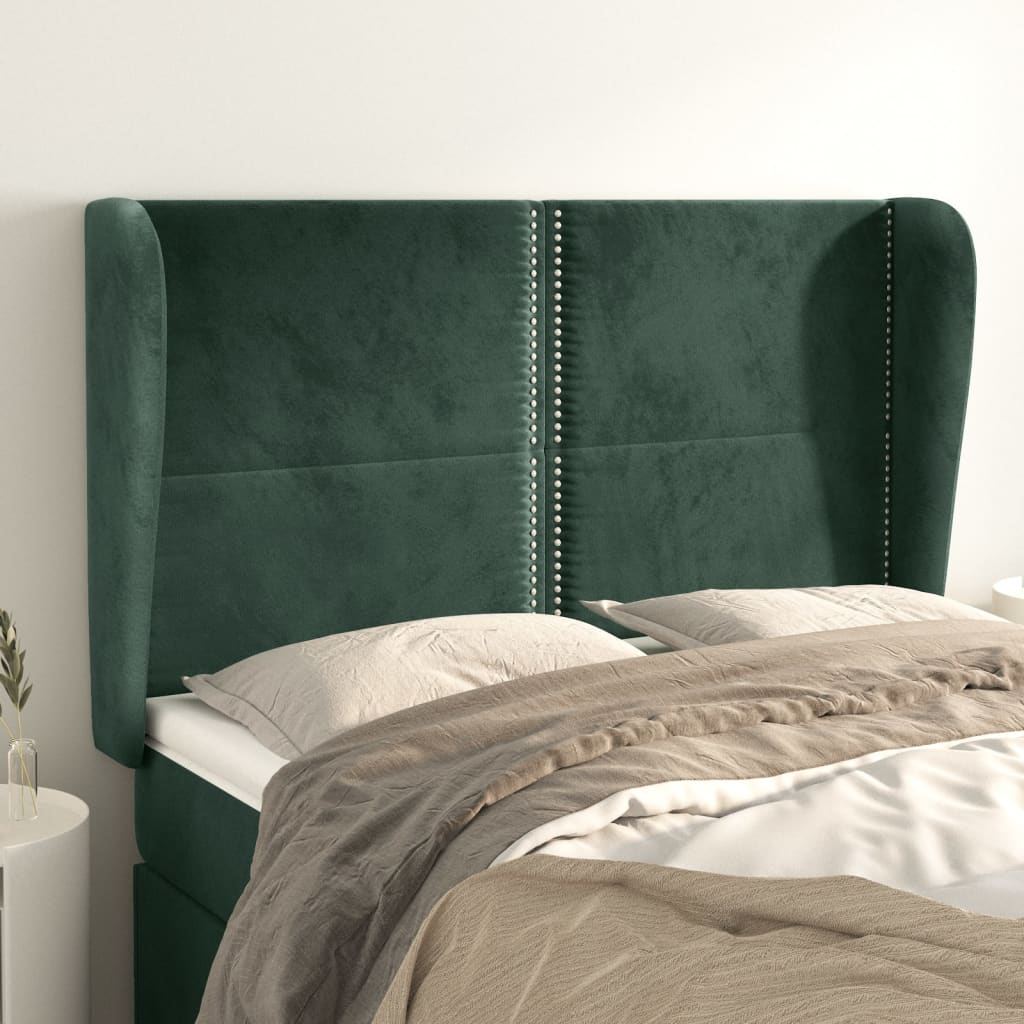 Tête de lit avec oreilles Vert foncé 147x23x118/128 cm Velours - XIOS