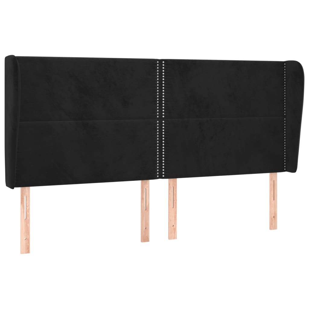 Tête de lit avec oreilles Noir 203x23x118/128 cm Velours - XIOS
