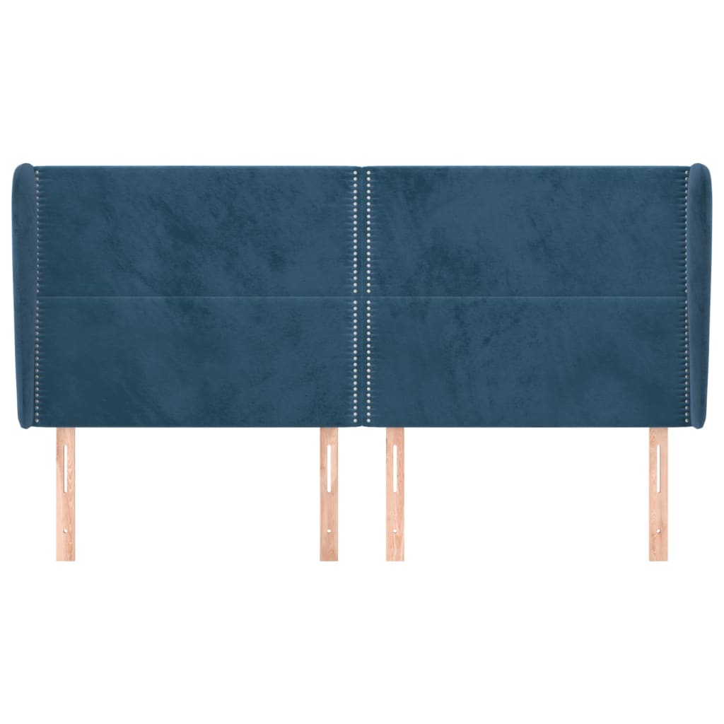 Tête de lit avec oreilles Bleu foncé 203x23x118/128 cm Velours - XIOS