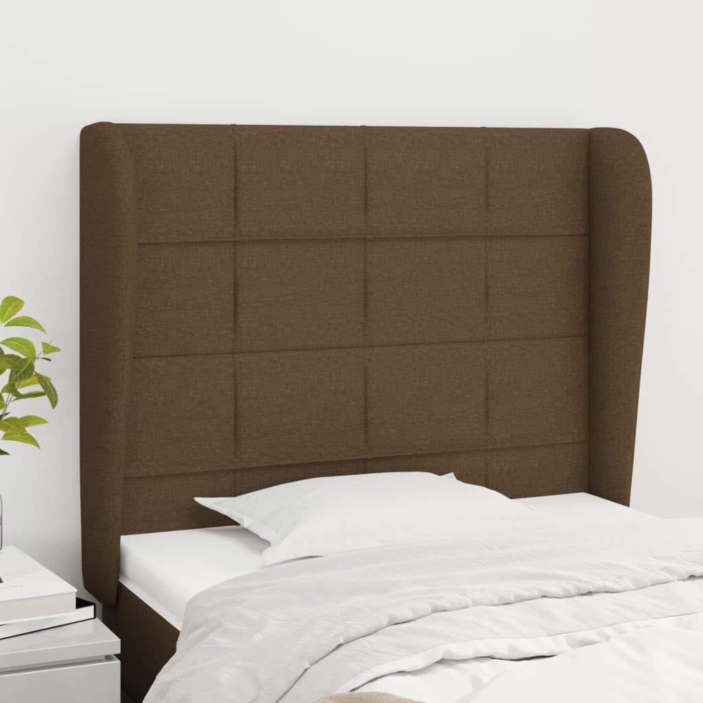 Tête de lit avec oreilles Marron foncé 83x23x118/128 cm Tissu - XIOS