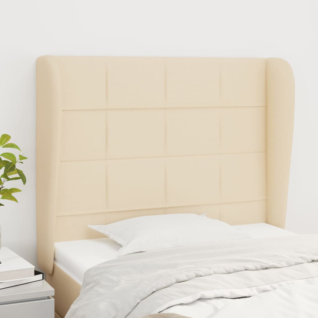 Tête de lit avec oreilles Crème 83x23x118/128 cm Tissu Têtes et pieds de lit vidaXL