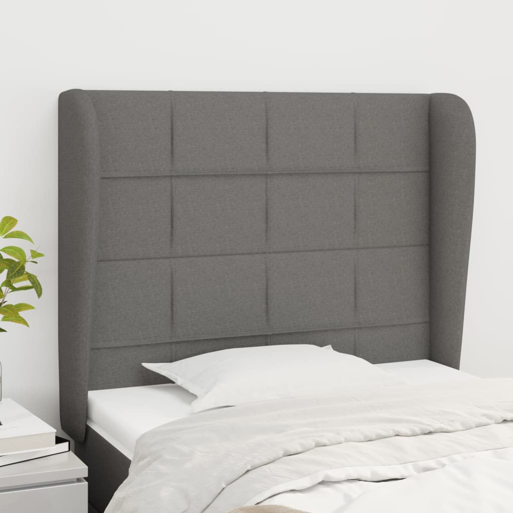 Tête de lit avec oreilles Gris foncé 103x23x118/128 cm Tissu - XIOS