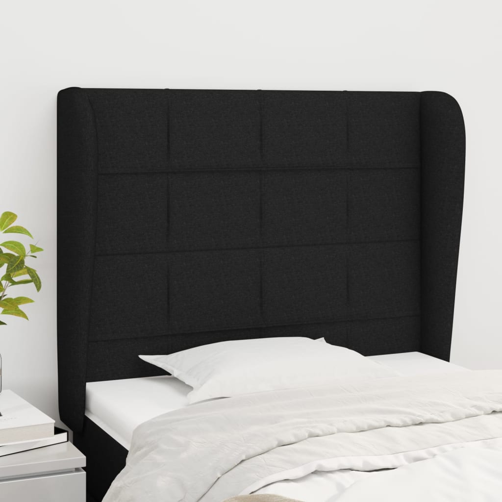 Tête de lit avec oreilles Noir 103x23x118/128 cm Tissu - XIOS