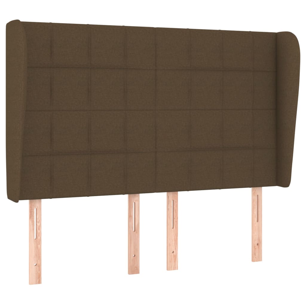 Tête de lit avec oreilles Marron foncé 147x23x118/128 cm Tissu - XIOS