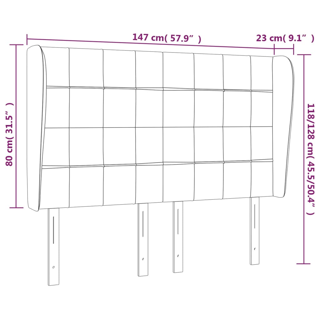 Tête de lit avec oreilles Marron foncé 147x23x118/128 cm Tissu - XIOS