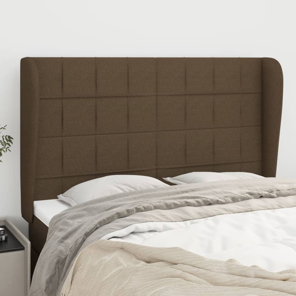 Tête de lit avec oreilles Marron foncé 147x23x118/128 cm Tissu - XIOS