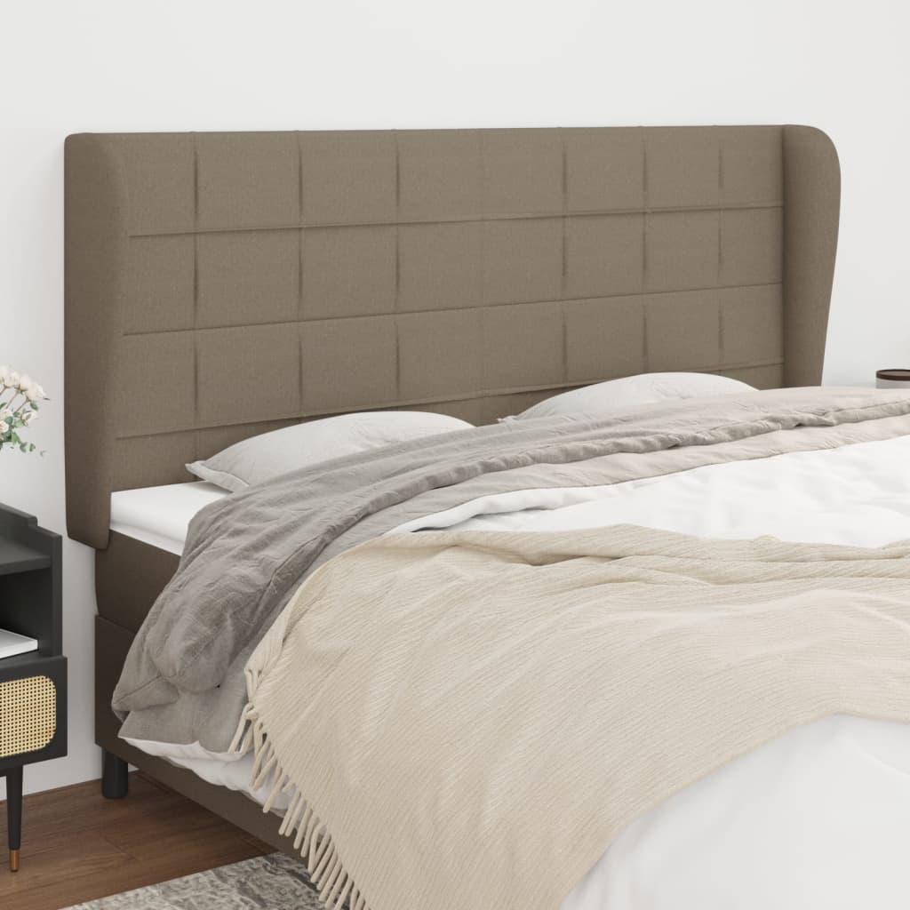 Tête de lit avec oreilles Taupe 203x23x118/128 cm Tissu Têtes et pieds de lit vidaXL   