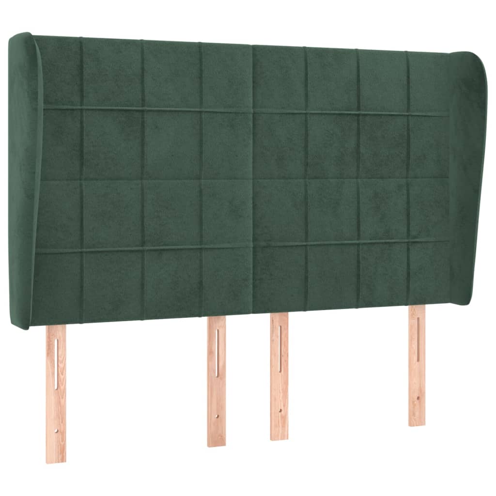 Tête de lit avec oreilles Vert foncé 147x23x118/128 cm Velours - XIOS