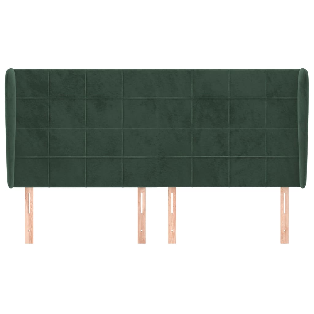 Tête de lit avec oreilles Vert foncé 163x23x118/128 cm Velours - XIOS