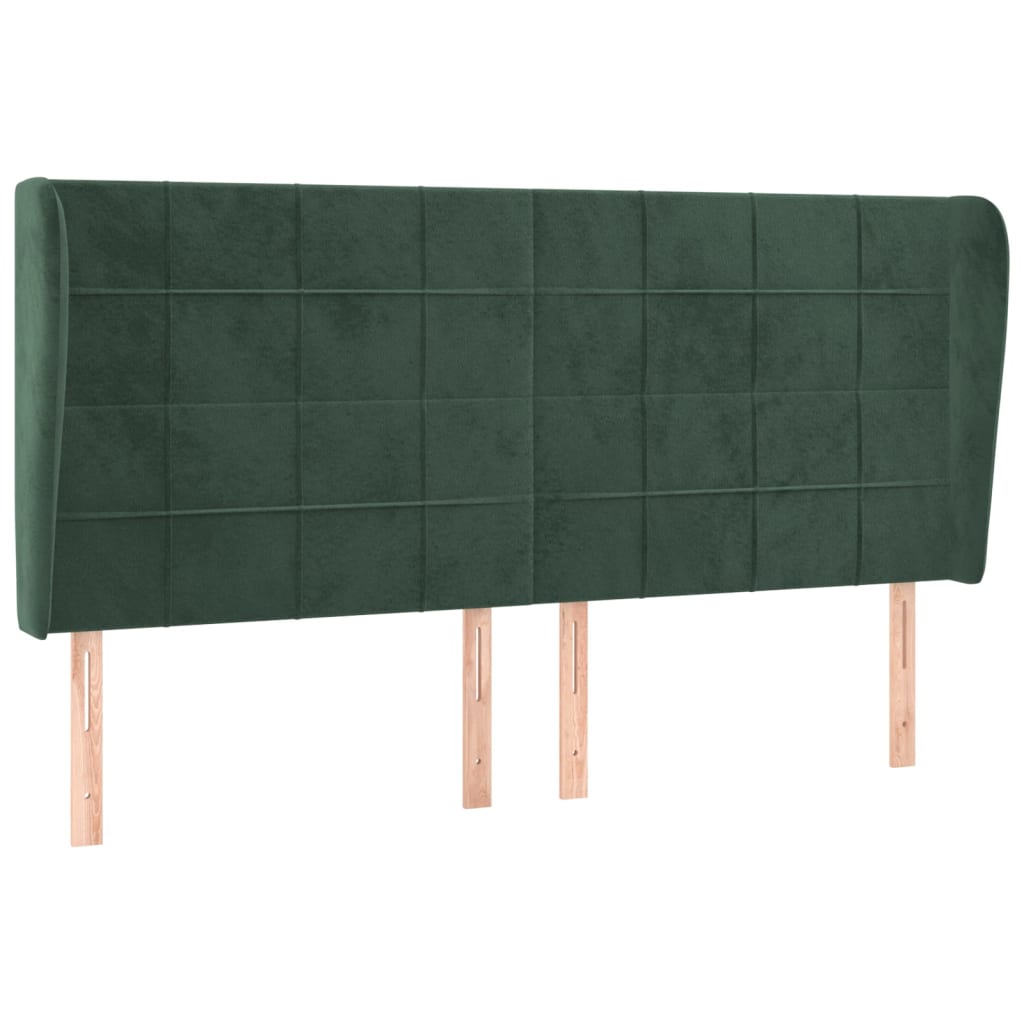 Tête de lit avec oreilles Vert foncé 183x23x118/128 cm Velours Têtes et pieds de lit vidaXL