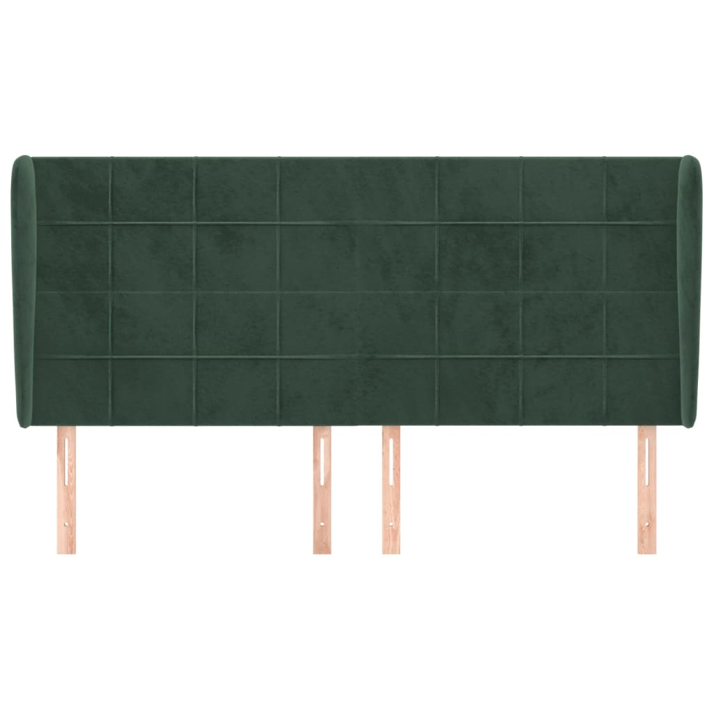 Tête de lit avec oreilles Vert foncé 183x23x118/128 cm Velours Têtes et pieds de lit vidaXL