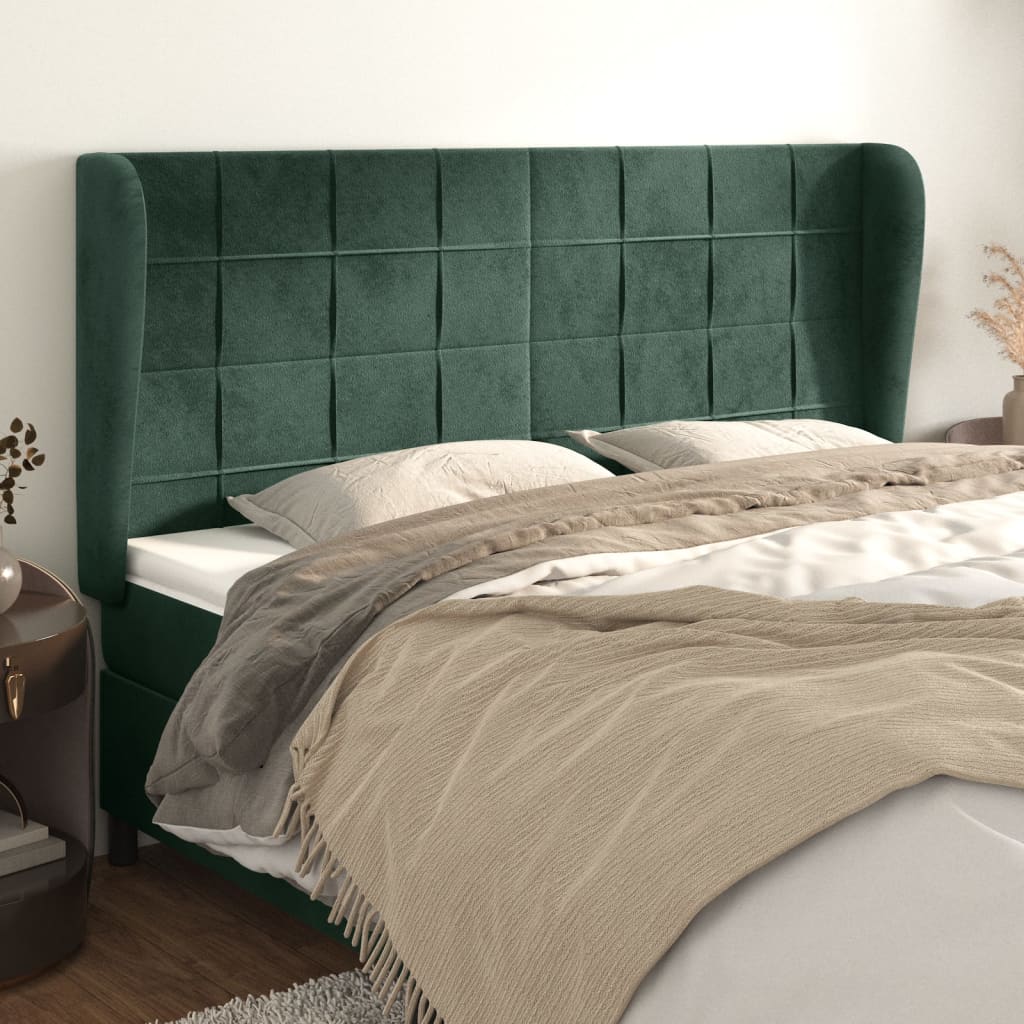 Tête de lit avec oreilles Vert foncé 183x23x118/128 cm Velours Têtes et pieds de lit vidaXL