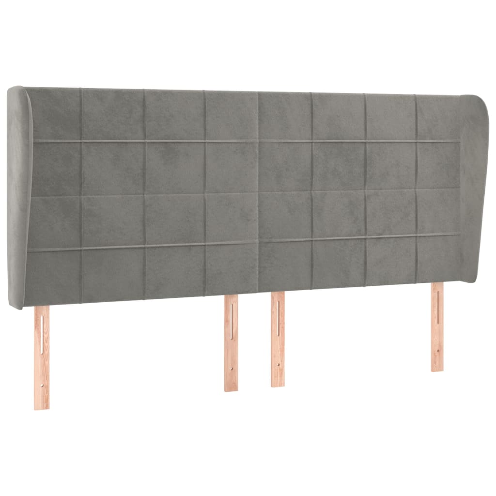 Tête de lit avec oreilles Gris clair 203x23x118/128 cm Velours - XIOS