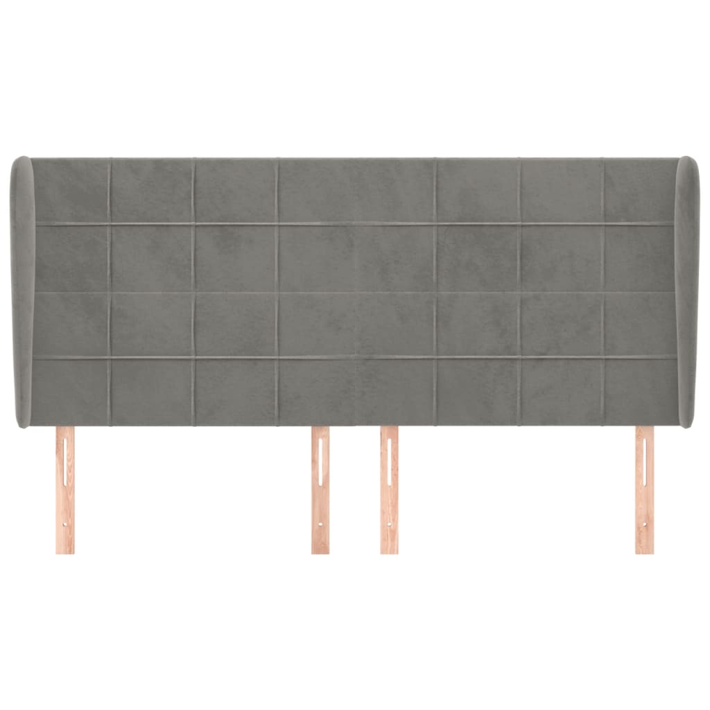Tête de lit avec oreilles Gris clair 203x23x118/128 cm Velours - XIOS