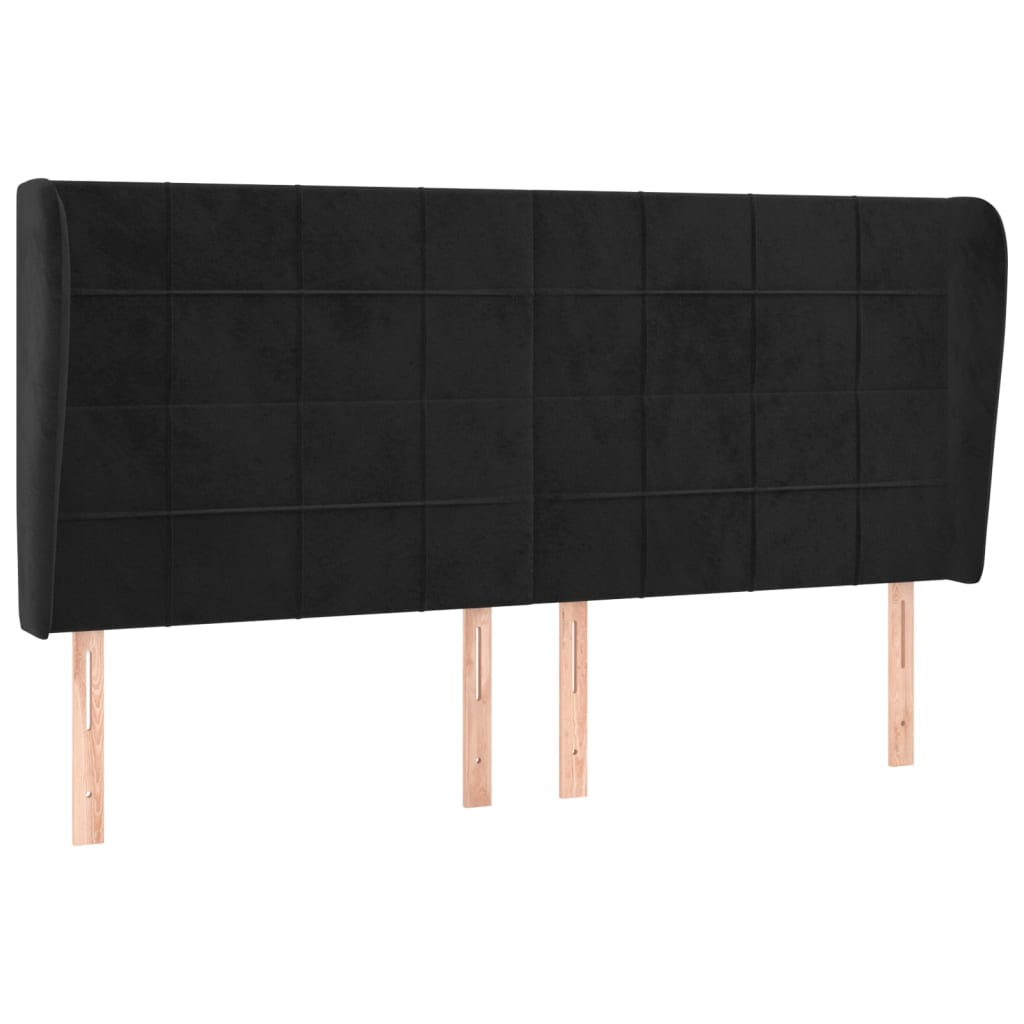 Tête de lit avec oreilles Noir 203x23x118/128 cm Velours - XIOS