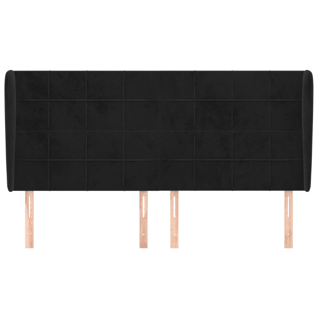 Tête de lit avec oreilles Noir 203x23x118/128 cm Velours - XIOS