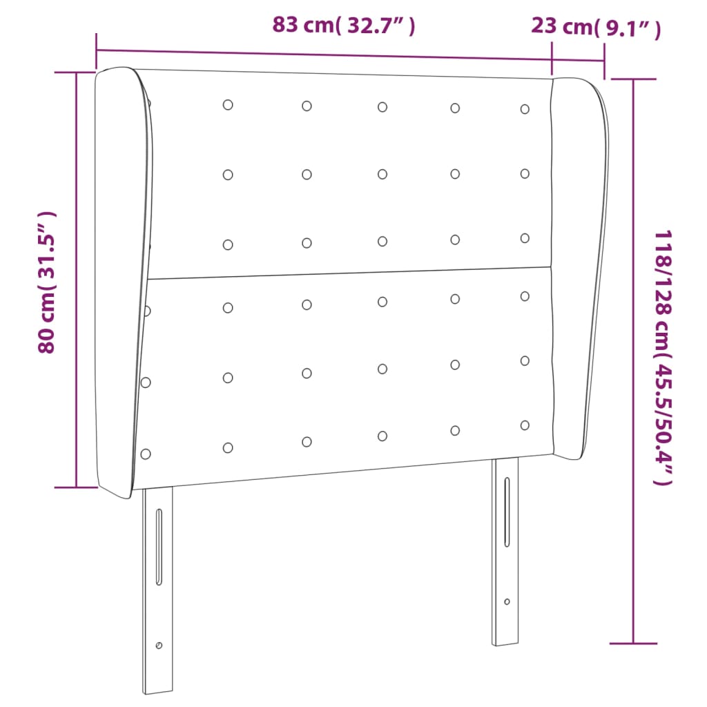 Tête de lit avec oreilles Gris 83x23x118/128 cm Similicuir - XIOS