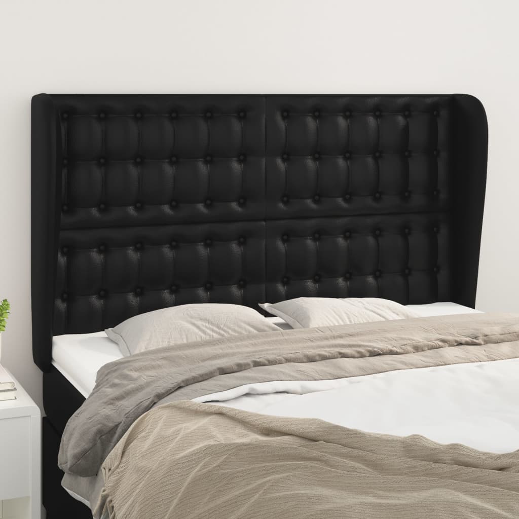 Tête de lit avec oreilles Noir 147x23x118/128 cm Similicuir - XIOS