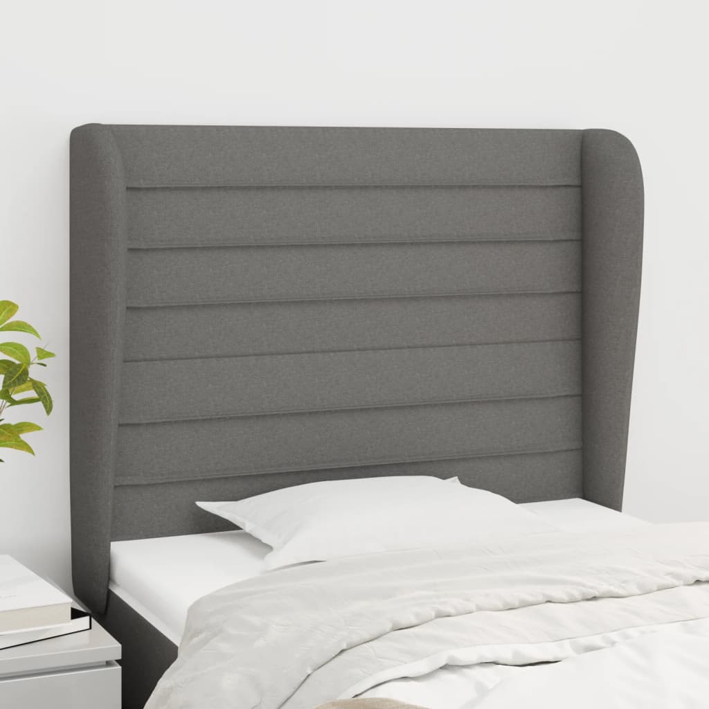 Tête de lit avec oreilles Gris foncé 83x23x118/128 cm Tissu - XIOS