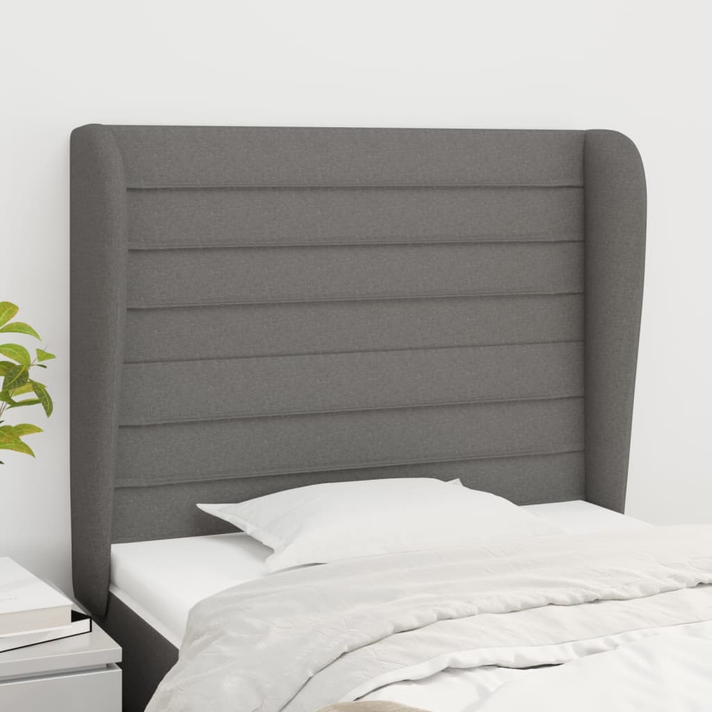 Tête de lit avec oreilles Gris foncé 93x23x118/128 cm Tissu - XIOS