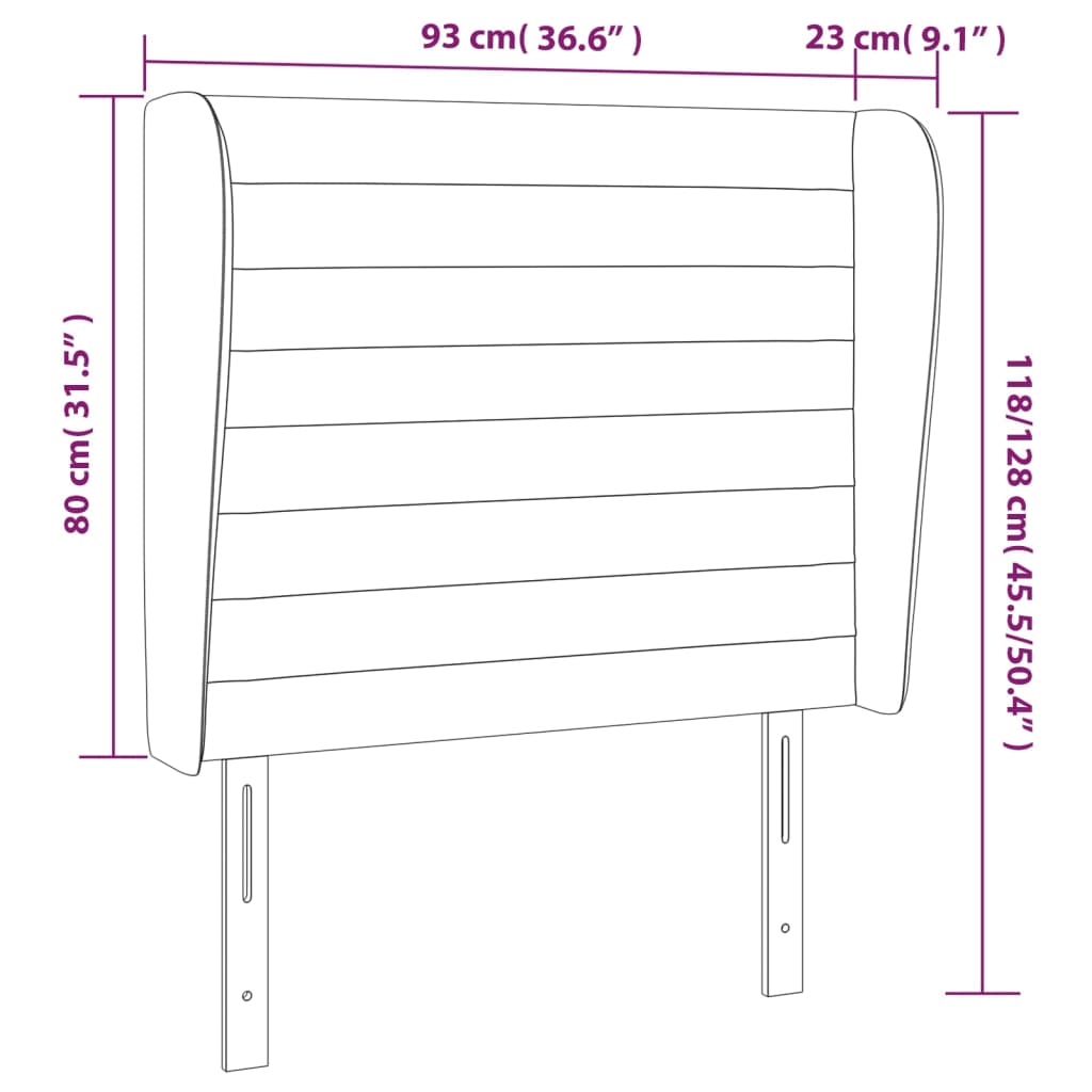 Tête de lit avec oreilles Noir 93x23x118/128 cm Tissu - XIOS