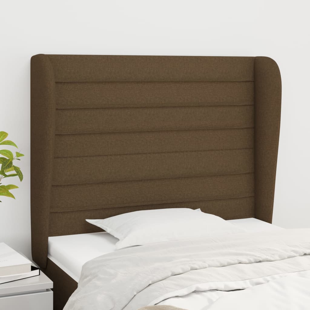 Tête de lit avec oreilles Marron foncé 93x23x118/128 cm Tissu - XIOS