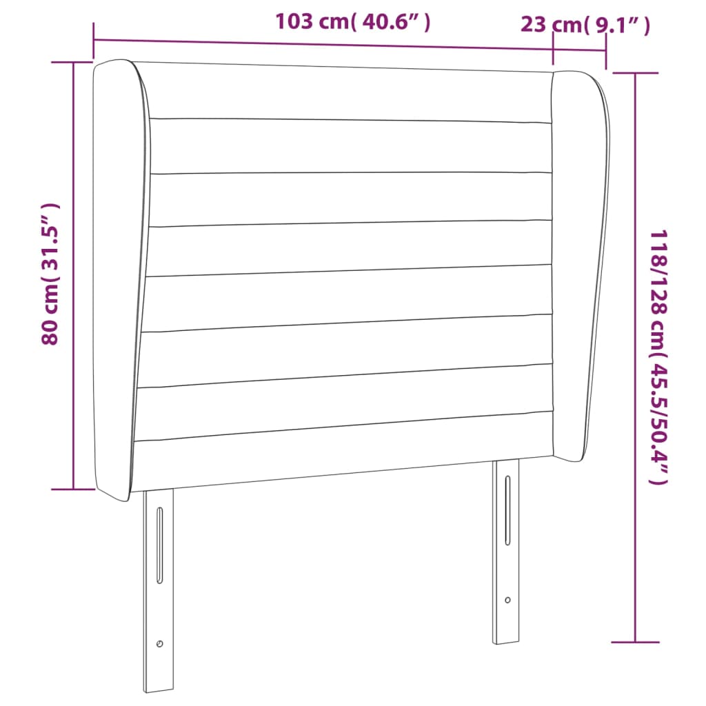 Tête de lit avec oreilles Taupe 103x23x118/128 cm Tissu Têtes et pieds de lit vidaXL   