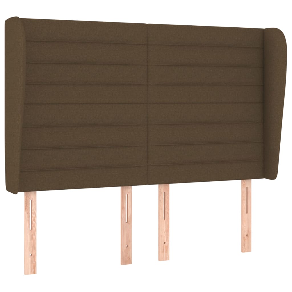Tête de lit avec oreilles Marron foncé 147x23x118/128 cm Tissu Têtes et pieds de lit vidaXL