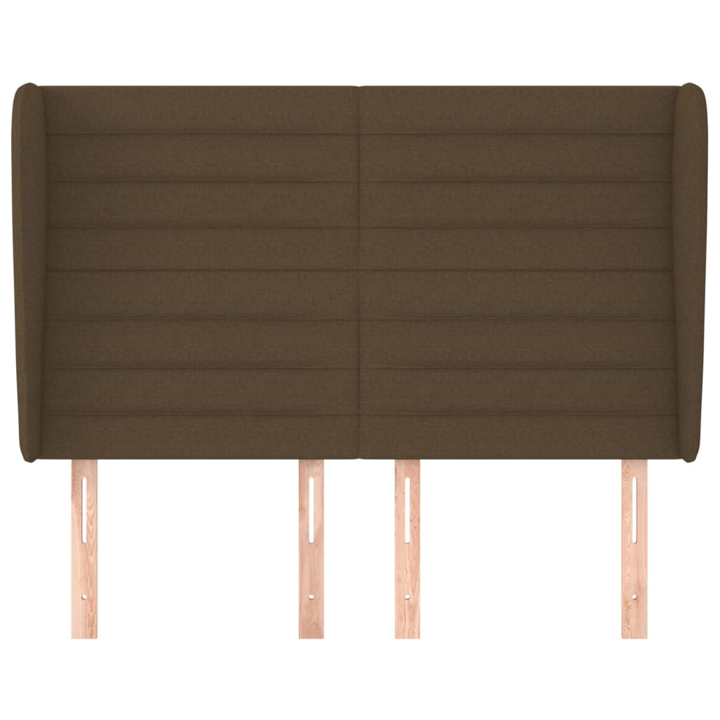 Tête de lit avec oreilles Marron foncé 147x23x118/128 cm Tissu Têtes et pieds de lit vidaXL
