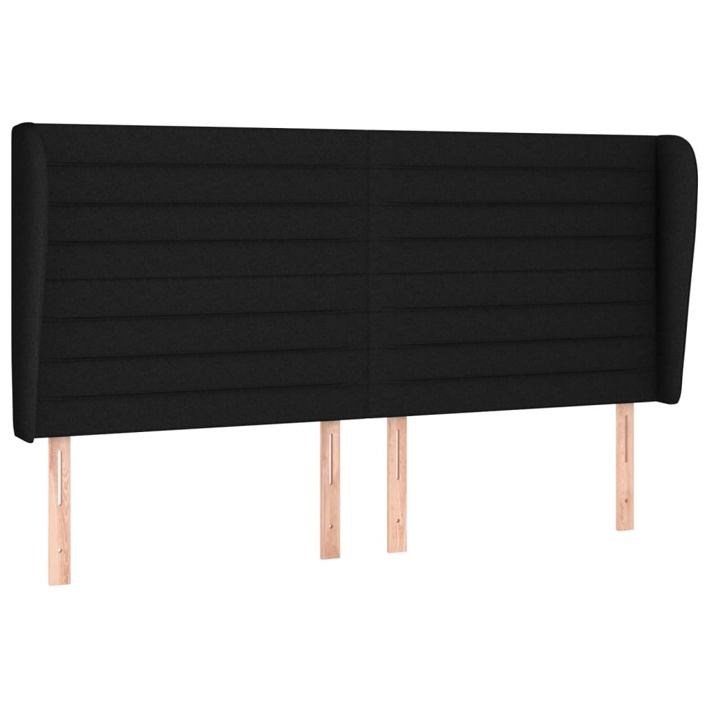 Tête de lit avec oreilles Noir 163x23x118/128 cm Tissu Têtes et pieds de lit vidaXL