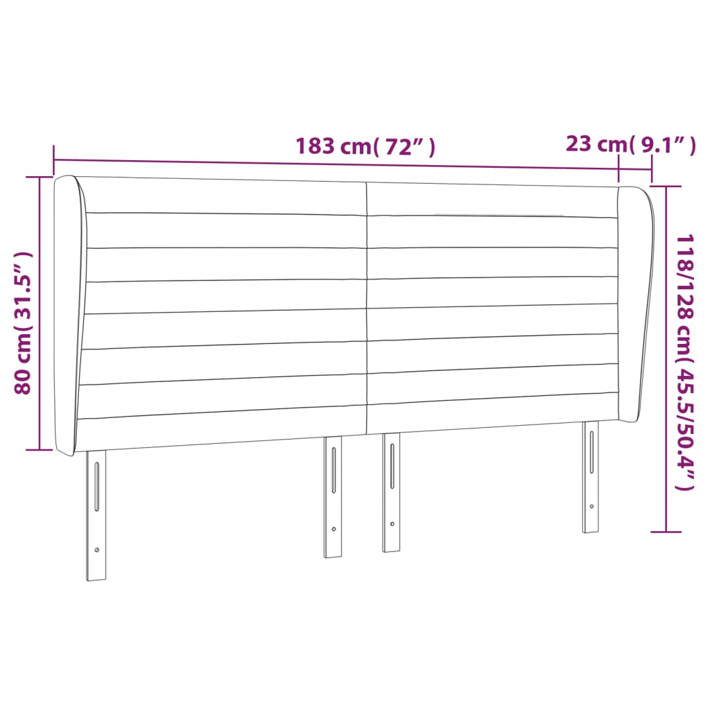 Tête de lit avec oreilles Crème 183x23x118/128 cm Tissu - XIOS