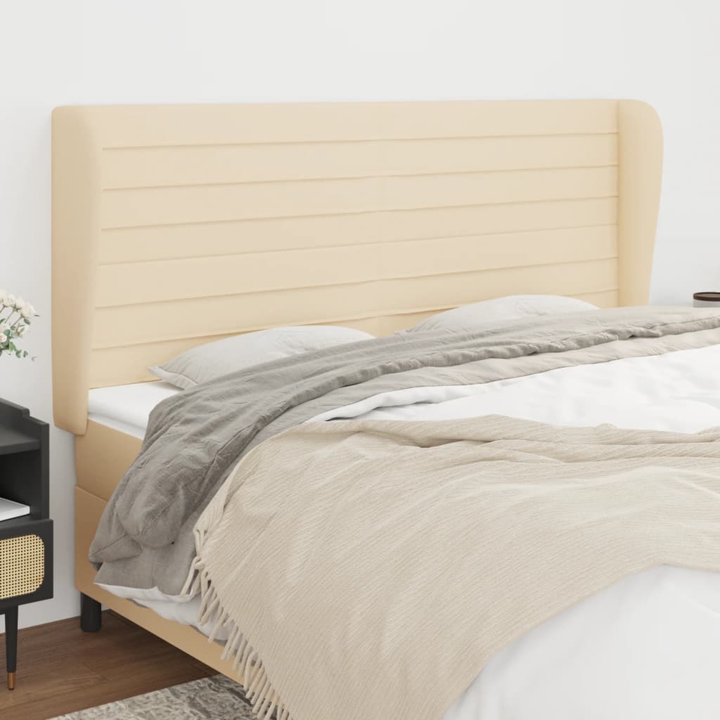 Tête de lit avec oreilles Crème 183x23x118/128 cm Tissu - XIOS