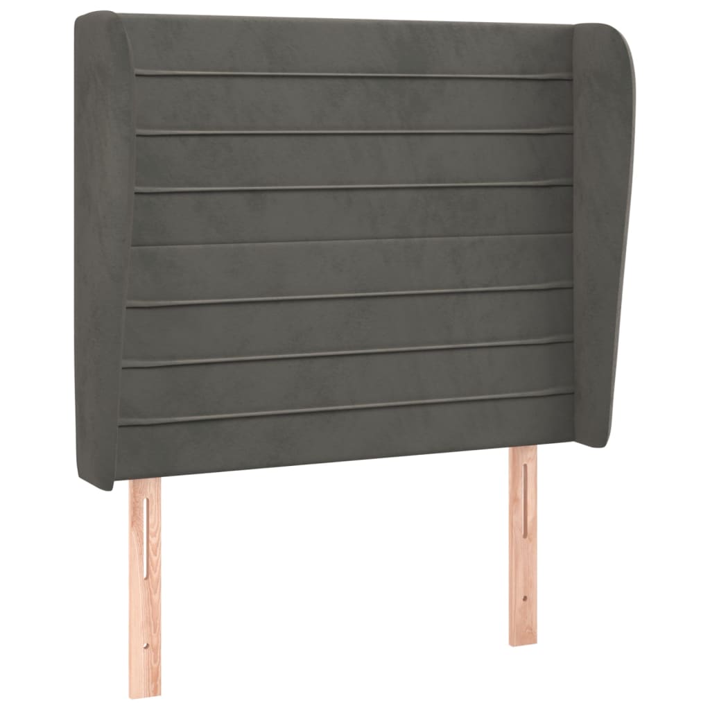 Tête de lit avec oreilles Gris foncé 93x23x118/128 cm Velours Têtes et pieds de lit vidaXL   