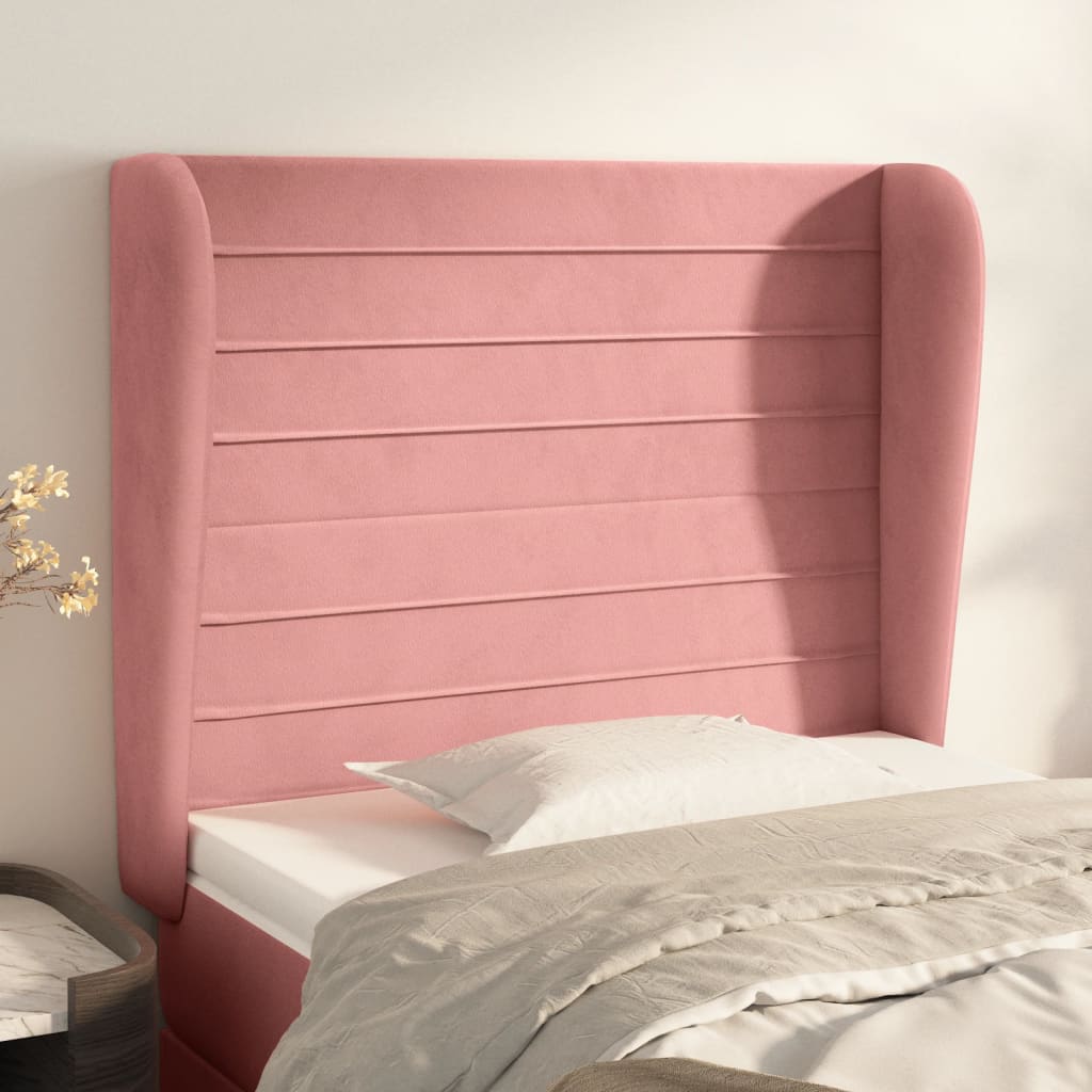 Tête de lit avec oreilles Rose 103x23x118/128 cm Velours - XIOS