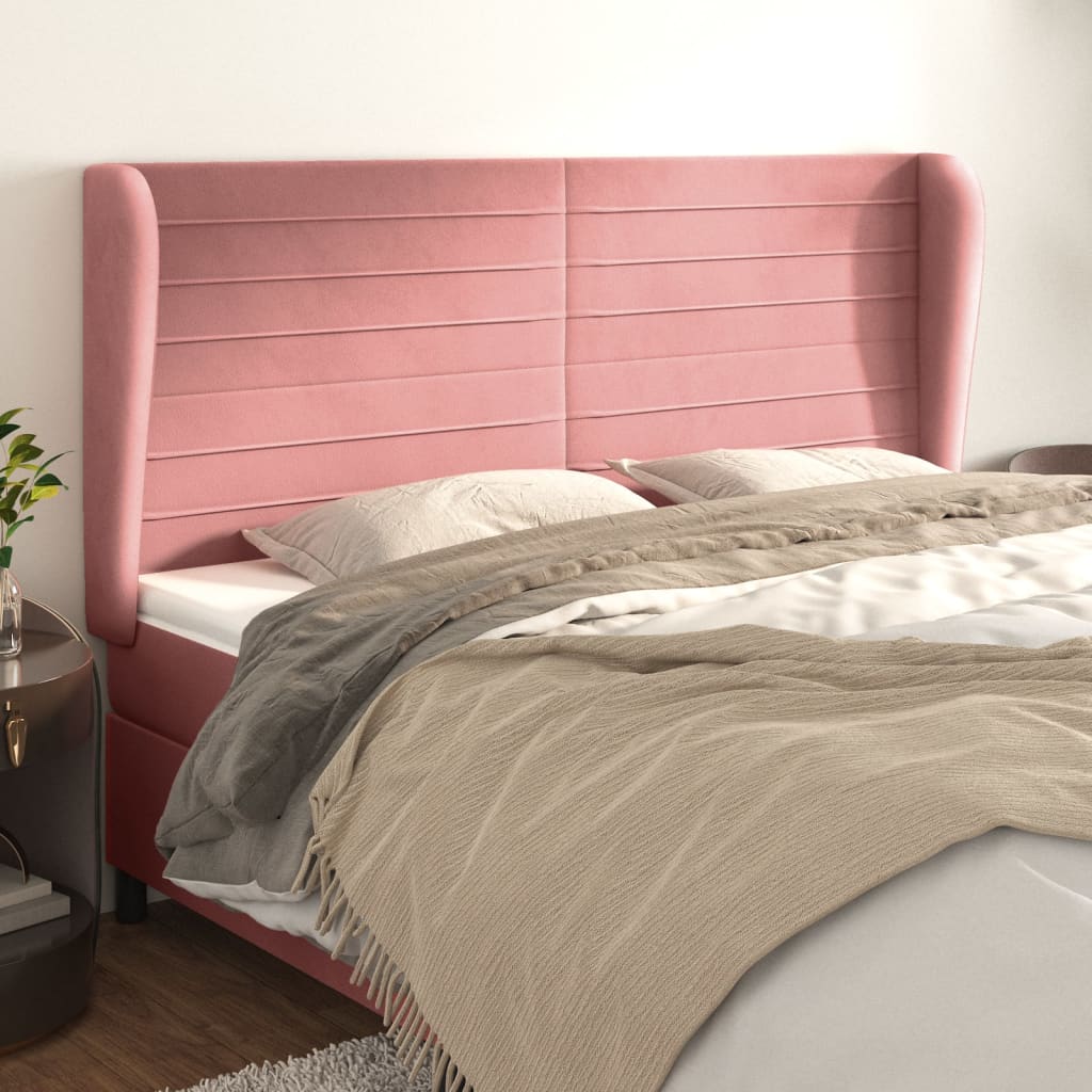 Tête de lit avec oreilles Rose 163x23x118/128 cm Velours - XIOS