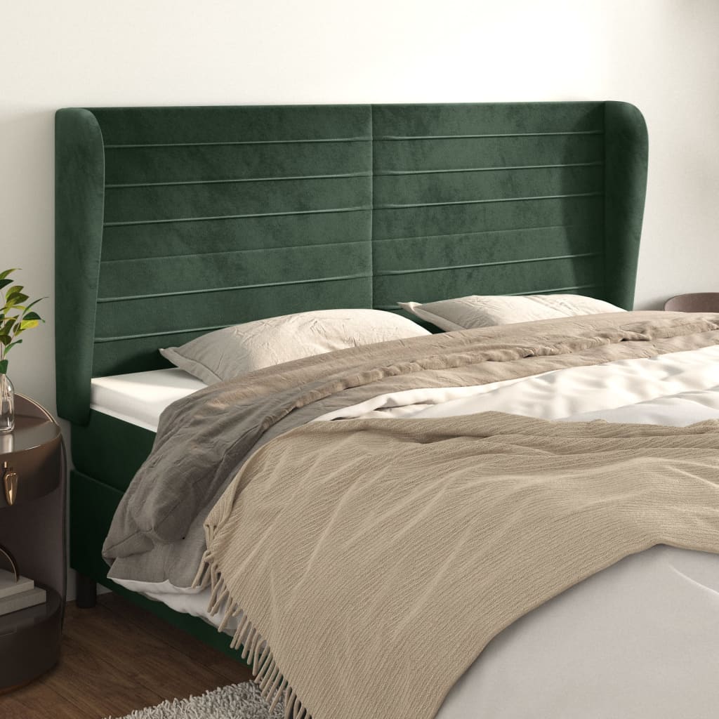 Tête de lit avec oreilles Vert foncé 183x23x118/128 cm Velours - XIOS