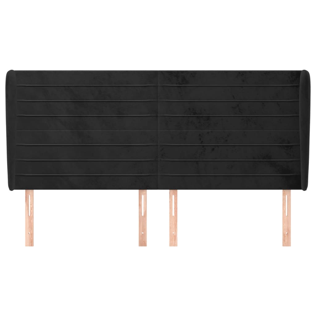 Tête de lit avec oreilles Noir 203x23x118/128 cm Velours - XIOS