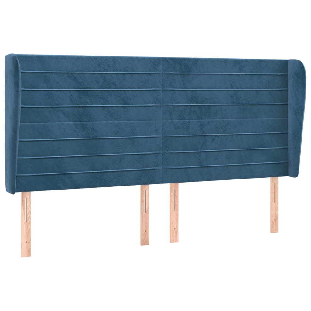 Tête de lit avec oreilles Bleu foncé 203x23x118/128 cm Velours - XIOS