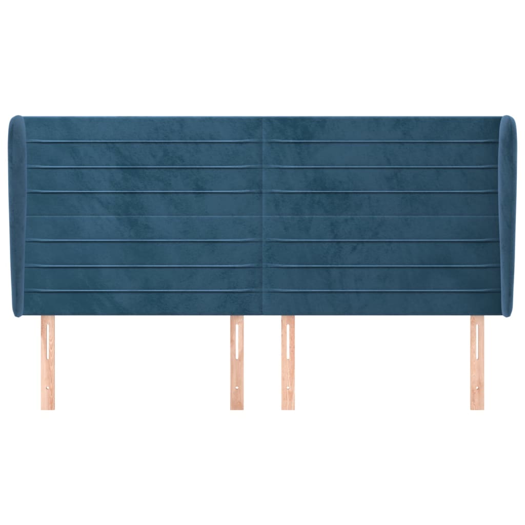 Tête de lit avec oreilles Bleu foncé 203x23x118/128 cm Velours - XIOS