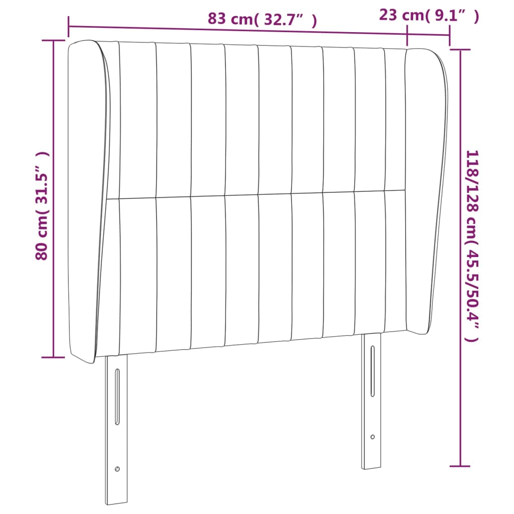 Tête de lit avec oreilles Taupe 83x23x118/128 cm Tissu - XIOS