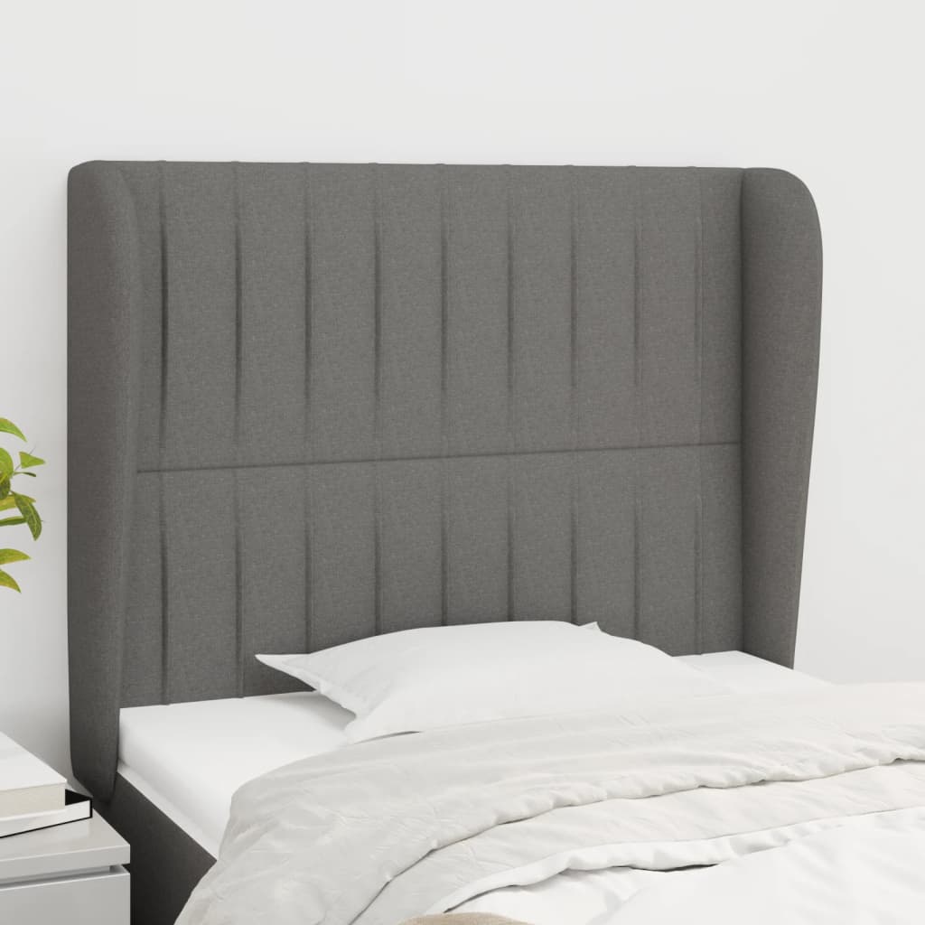 Tête de lit avec oreilles Gris foncé 103x23x118/128 cm Tissu - XIOS