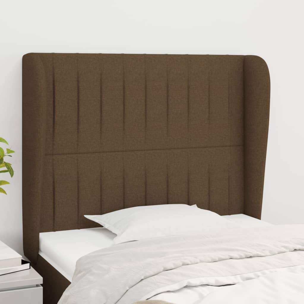 Tête de lit avec oreilles Marron foncé 103x23x118/128 cm Tissu - XIOS